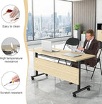 Conference Table,55.1''Folding Conference Room Table for 4-12 People,Mobile Flip Top MeetingTraining Table with Different Coulor and Styles for Offices, Classrooms,Meeting Room (4, 61''G)