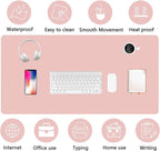 PU Leather Desk Pad Protector Gaming Mouse Pad Non Slip Desk Mat for Keyboard and Mouse Waterproof Desk Writing Pad for Office and Home Desk Accessories(Pink, 31.5 * 15.7)