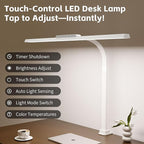 Desk Lamp with Clamp, LED Eye-Caring Clip on Desk Lights for Home Office, Tall Touch Control Dimmable Computer Light with Color Changing, 24W Brightest Architect Desktop Lamp for Screen, White