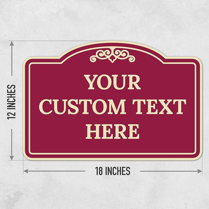 Custom Decorative Sign, Personalized Metal Sign for Driveway, Home, Airbnb, Door Plaque, Burgundy Background 12x18 Inches, ACM, Fade Resistant, Made in USA by Sigo Signs