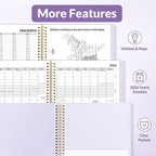 SUNEE 2026 Weekly and Monthly Planner - from January 2026 - December 2026, Daily Agenda Planner with Monthly Tab, Flexible Cover, Note Pages, Pockets, Bookmark, Spiral Binding, Purple, 8.5"x11"