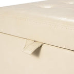 Asense 17 Inch Faux Leather Ottoman with Storage, Square Ottoman Footstool Upholstered Footrest for Couch Entryway Bedroom Living Room, Beige