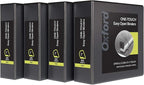 Oxford 3 Ring Binders, Binders for School and Office, 3 Inch ONE-Touch Easy Open D Rings, 3-Sided View Binder Covers, Xtralife Hinge, Non-Stick, PVC-Free, Black, 650-Sheet Capacity, 4 Pack (79914)