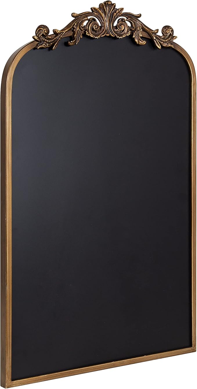 Kate and Laurel Arendahl Arch Chalkboard; Gold; 19 x 31; Framed Arched Ornate Vintage Magnetic Chalkboard for Unique Display; Decoration; and Organization