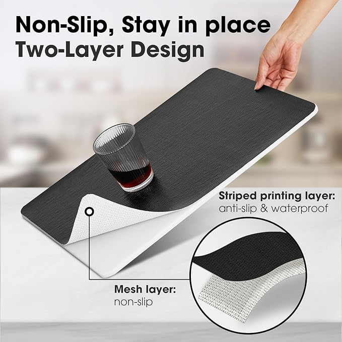 ALIUNI Drawer and Shelf Liner, Non-Slip Kitchen Cabinet Liners Non-Adhesive Thick Strong Grip Waterproof Washable Mats Protect Dresser Shelves Cupboard Bathroom Cabinets, Black, 12 in X 30 FT