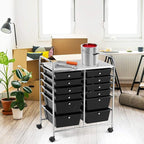 Giantex 12 Drawer Rolling Storage Cart Tools Scrapbook Paper Office School Organizer (Black)