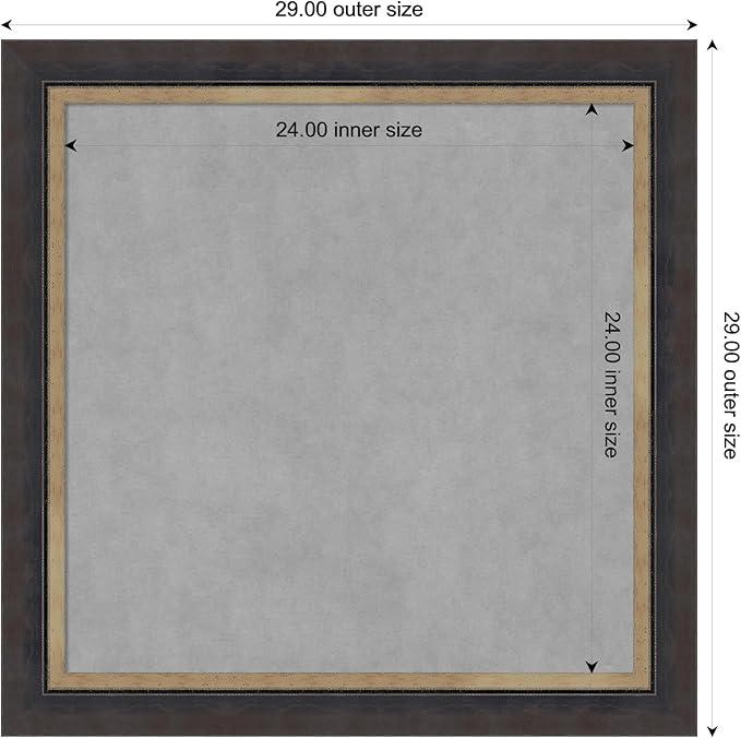 Amanti Art Black Framed Magnetic Board 29x29 Medium Vision Board for use with Magnets, 100% Metal Sheet to Display Items as Office Decor or for Home Organization in mudroom, Kitchen or Kids Room