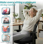 Memory Foam Seat Cushion,Office Chair Cushion with Lumbar Support,L-Shape Ergonomic Cushions with Strap,Non-Slip Sciatica,Hemorrhoids, Tailbone Pain Relief for Office Workers,Driver (Black+ Gray)