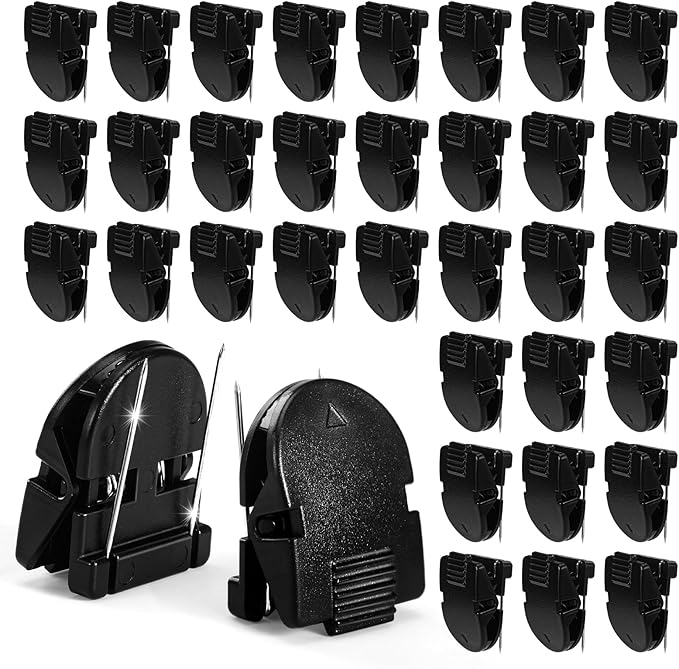 GOOLADA 36Pcs Black Cubicle Clips, Plastic Cubicle Hooks for Fabric Walls, Cubical Accessories for Work, Thumb Tacks for Cork Board, Push Pins for Bulletin Board, Wall, Classroom, School,Office