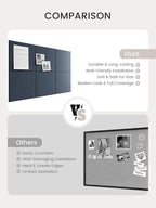 Bumusty Large Cork Board 36"x24" Alternative - 6 Pack Felt Wall Tiles with 40 Safe Removable Adhesive Tabs, 30 Pushpins, Cork Boards for Walls Pin Board Bulletin Board (Deep Charcoal Blue)