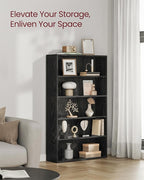 VASAGLE Set of 2 Bookshelves, 30 Inches Wide, 5-Tier Open Bookcases with Adjustable Storage Shelves, Floor Standing Units, Ebony Black ULBC175T56-2