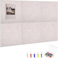 Thboxes Large Cork Board 36" x 24", 6 Pack Felt Wall Tiles with Colored Pushpins, Bulletin Board with Removable Self-Adhesive Strips, Pin Boards Cork Boards for Walls Office Home-Light Tan