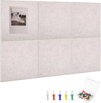 Thboxes Large Cork Board 36" x 24", 6 Pack Felt Wall Tiles with Colored Pushpins, Bulletin Board with Removable Self-Adhesive Strips, Pin Boards Cork Boards for Walls Office Home-Light Tan