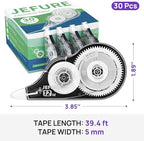 JEFURE 30 Pcs Correction Tape, 39.37 Ft White Wrong Out Tear-Resistant Bulk, Instant Corrections Easy to Use Applicator for School, Office, Note Taking, Journal (Tape Width 0.2 in，Clear)