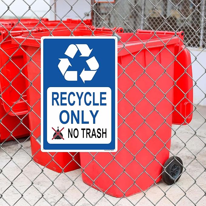 Locmorly Aluminum Sign, Recycle Only No Trash Sign, 8x12 Inch, Metal Recycle Signs Decorative for Indoor or Outdoor