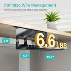 PEGZONE Under Desk Cable Management Tray, 15.7 Inches Metal Cord Organizer Rack, Desk Tray for Power Strip, Cord, Wire, Easy Mounting Cable Management Under Table for Home Office, Black