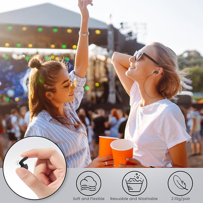 LOETRUY 2 Pairs of Ear Plugs for Sleeping,Reusable Hearing Protection Earplugs with 8 Pairs Ear Tips & One Connector Cord,Soft Ear Plugs for Noise Reduction,Concert,Musician & Work - 25dB-30dB