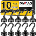 DIYMAG Magnetic Hooks for Hanging Cubicle Accessories, 30lbs 2026 Cruise Cabin Ship Essentials N52 Magnetic Hook Heavy Duty Strong Magnets Fridge for Classroom Beach Kitchen Grills 10 Pack Black