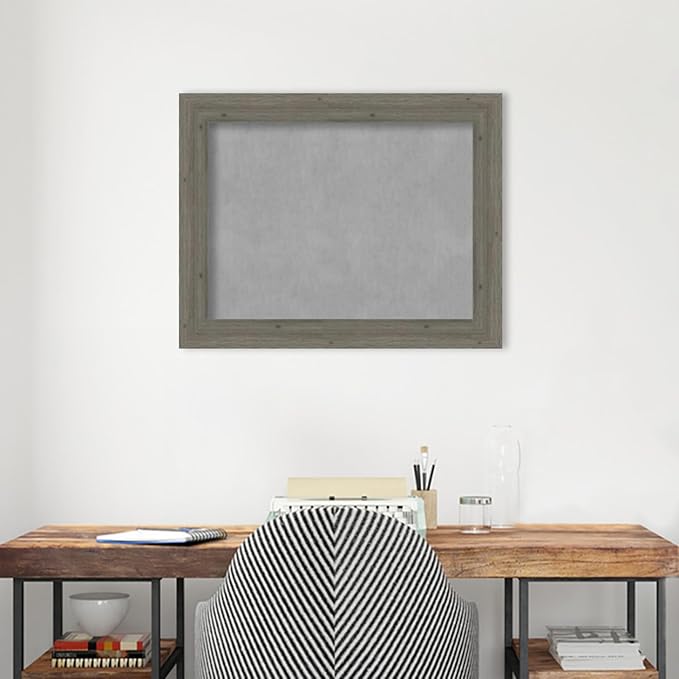 Amanti Art Grey Framed Magnetic Board 23x29 Medium Vision Board for use with Magnets, 100% Metal Sheet to Display Items as Office Decor or for Home Organization in mudroom, Kitchen or Kids Room