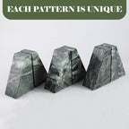 Karibiber Marble Bookends for Heavy Books, Decorative Bookends for Shelves, Green Stone Book Ends, Heavy-Duty Book Ends for Hardback Book & Cookbooks, Unique Book Stopper & Holder, Set of 2