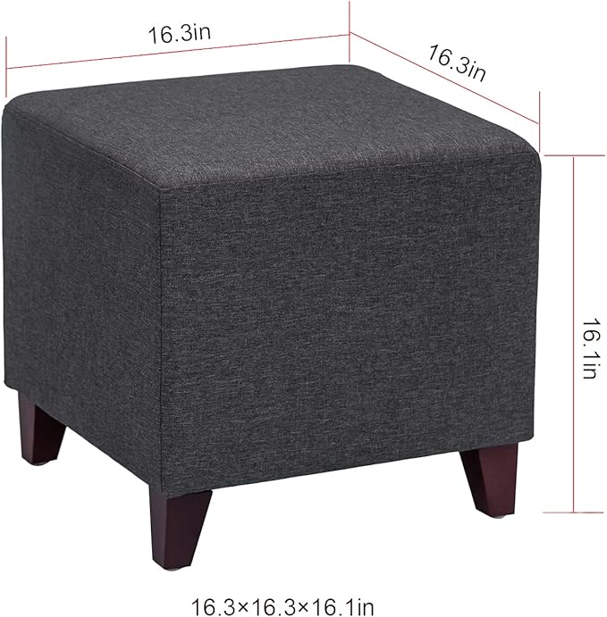 Edeco Ottoman with Square Cube Design, 16 Inch Footstools and Ottomans Small, Large Load Capacity, Square Foot Rest Ottoman for Living Room