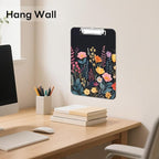 Luminzo Plastic Cute Clipboard Low-Profile Metal Clip, A4 Letter Size 9 x 12.5 in, 8.5 x 11 Paper Clip Board for Teachers, Nurses, Classroom,Black Flower