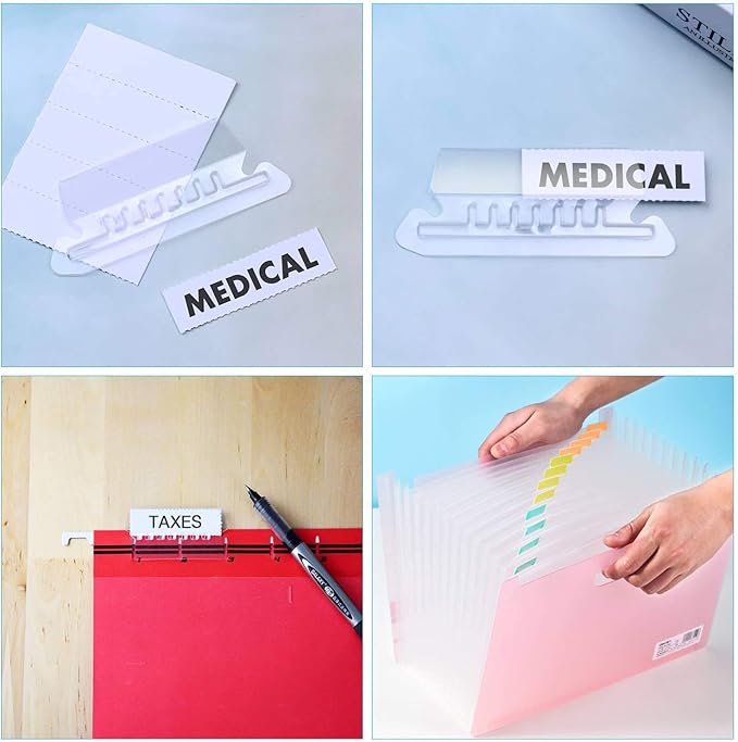 File Folder Tabs, Paxcoo 50 Sets Hanging File Folder Labels Tabs and Inserts for Hanging Folders