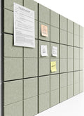 Bumusty Large Cork Board Alternative-47 x35 Felt Bulletin Board Tiles, with 30 Pushpins, 70 Adhesive Tabs, 12-Pack Slat Wall Paneling, Cork Boards for Office Push Pin Board Felt Board-Sage
