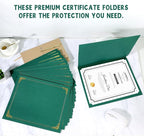 gisgfim 15Pcs Certificate Holders Diploma Covers Single Sided Gold Foil Border Award Certificate Covers for Letter Size 8.5x11 Certificates Cardstock Document Papers Storage Organizer (Green)