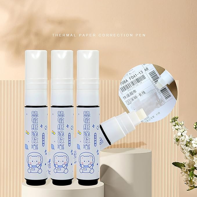 MEELYHOME Thermal Paper Correction Liquid Pen, Quick Drying Correction Fluid for Identity information, Shipping Address, Document, 14cm, 1 Stick