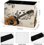 Famame Vintage Music Notes Guitar Pencil Holder for Desk, Leather Desktop Container Pen Cup Storage Study Table Pen Organizer Makeup Brushes Holder for Office Home