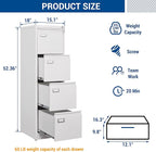 Fesbos File Cabinets - 4 Drawers Vertical 17.8" Deep Lockable Filing Cabinet - White Metal Storage Cabinets for Home Office to Hanging Files Letter/Legal/F4/A4 Size