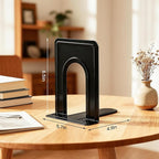 HappyHapi Book Ends, Metal Bookends for Shelves, Non-Skid Book End to Hold Books, Black Book Stopper/Holder for Office Home Kitchen, 5.7X 4.9 X 6.5 in, 3 Pair(6 Pcs, Large)