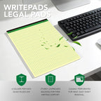 KAISA Graph Paper Legal Pads Writing Pads Recycled Paper 8.5"x11.75" Quad Ruled 4x4 Perforated 50 sheets/pad Grid Paper Yellow Notepads Writing Tablet For Office Supplies (Canary 6pad, 8.5x11.75'')