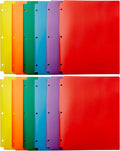 Amazon Basics Plastic 3 Hole Punch Folders with 2 Pockets, 8.5 x 11 inches, Pack of 12, Assorted Color