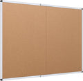 VIZ-PRO Cork Bulletin Board/Foldable Noticeboard, 48 X 36 Inches, Silver Aluminium Frame