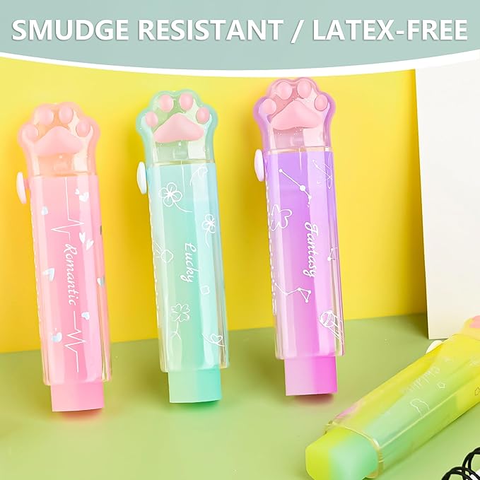 PANDENNER Retractable Pencil Eraser, Cute Erasers,Gradient Jelly Eraser,Suitable for School Home Office Supplies, 4Pcs (Eraser-ZHFL)