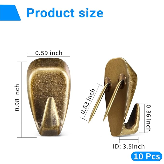 Hufopik 10 Pcs Cubicle Hooks - Fabric Panel Wall Clips for Hanging Coats, Pictures, Supports up to 40 lbs (Bronze)