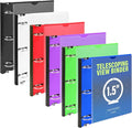 WOT I 1.5 Inch Telescoping 3 Ring Binder 6 Pack, Expandable Flexible Binder with Customizable Front Cover & Clear Catalog Pocket, Holds 370 Sheets, Assorted Colors, School Office Supplies
