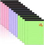 Roneky Legal Pads 8.5 x 11 Colored Notepad, 12 Pack Wide Ruled Lined Paper, Micro Perforated Writing Pads, 30 Sheet/Note Pads, Pink Legal Pad 8.5 x 11 Notebook Paper Tablet for School