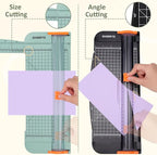 2 Set A4 Paper Cutter 12 Inch Titanium Paper Trimmer Scrapbooking Tool with 2pcs Replacement Blades with Automatic Safety Guard and Side Ruler for Craft Paper,Cardstock,Photo,Coupon, Label