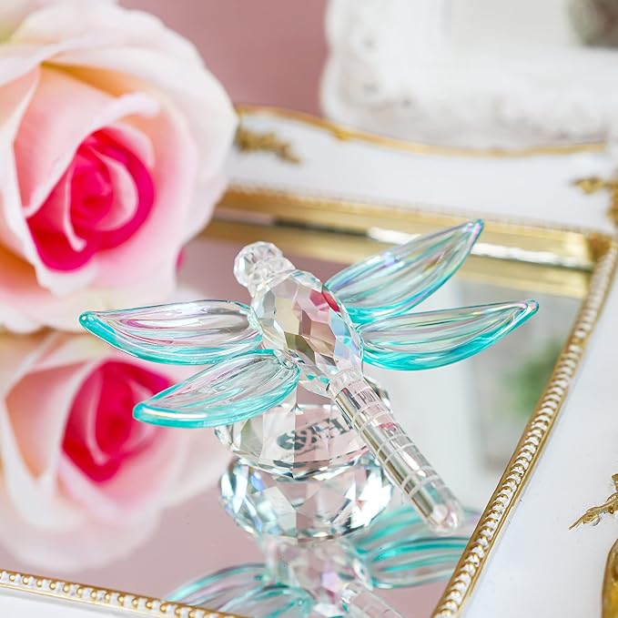 H&D HYALINE & DORA Crystal Dragonfly Figurine Glass Animal Figurines Collectibles Home Decor Paperweight
