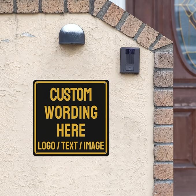Custom Sign Bulk Personalized Metal Signs For Outdoor Indoor Business Home Store Office Yard Street Lawn Make Your Own Customized Signs With Your Logo Text Photo, 12x12inch