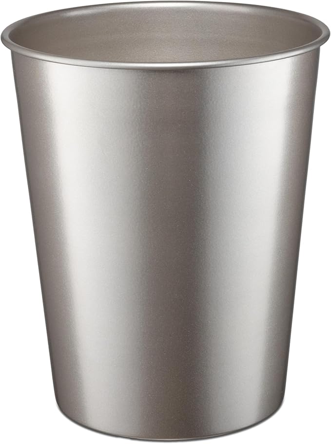 Monarch Abode Metal Bathroom Trash Can – Waste Basket for Bedroom, Office Desk, & Dorm, Handcrafted, Durable Decorative Pewter Small Trash Can Bathroom Garbage Bin Wastebasket