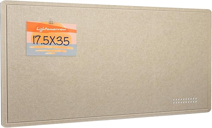 Lightomorrow Bulletin Board, 35 x 17 1/2 inches Felt Board - Decorative Pin Board, Cork Board Alternative for Wall, Foldable Self-Adhesive Vision Board Prayer Board with 20 Pushpins Beige Brown