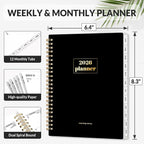 SUNEE 2026 Planner, Weekly and Monthly Calendar Planner, January 2026-December 2026, Daily Agenda with Tabs, Note Pages, Spiral Binding, 6.4"x8.3", Black