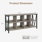 GarveeHome 8 Cube Storage Organizer Bookshelf, Farmhouse Horizontal Bookcase, 62 Inch Wood Storage Bookcase for Entryway, Long Low Bookshelves for Living Room (Grey, 8 Cube Metal)