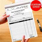 Custom Invoice Book in 3-Part /2-Part Receipt Book with Carbon Copies Personalized Carbonless Service Invoice Form Books Sales Order Book with Company Name Logo Address,F-Invoice Book with Logo