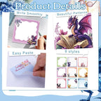 Lovarywow Dragon Sticky Notes Gifts, 9 Pack Cute Dragon Notepads 3x3 Inch Gifts for Students Coworkers, Funny Self-Stick Memo Pad Office School Supplies for Men Women (450 Sheets)