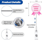Barely Cried Today Funny Nurse Badge Reel, Cute Pink Ribbon Retractable ID Card Pediatric Badge Holder, Name Tag Medical Work Badge Clip for RN ER PM Critical Care Nurse Psychotherapist Mental Health